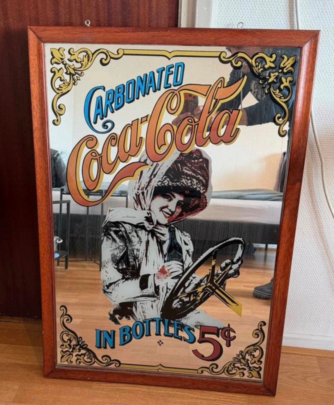Vintage reproduction mirror, 1970s for Coca-Cola, 67x 91cm., Ophalen of Verzenden, Rechthoekig