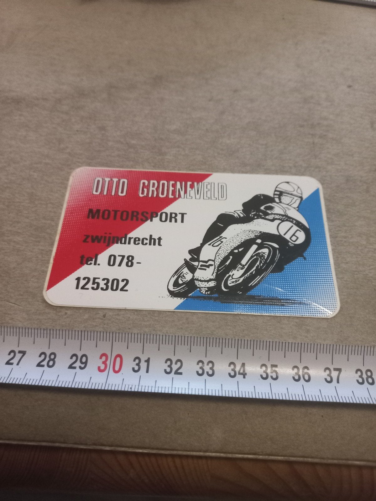 Vintage Otto Groeneveld Motorsport Sticker Zwijndrecht, Verzamelen, Stickers, Zo goed als nieuw, Ophalen of Verzenden