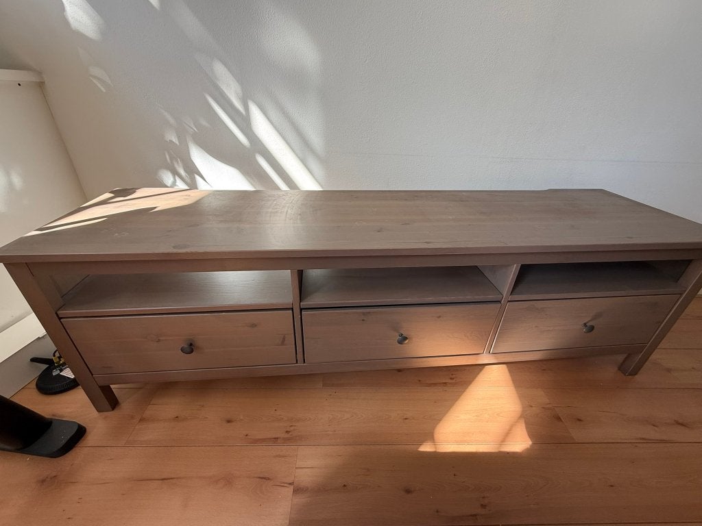 Ikea Hemnes TV meubel, Ophalen, Gebruikt, 150 tot 200 cm, Landelijk/scandinavisch