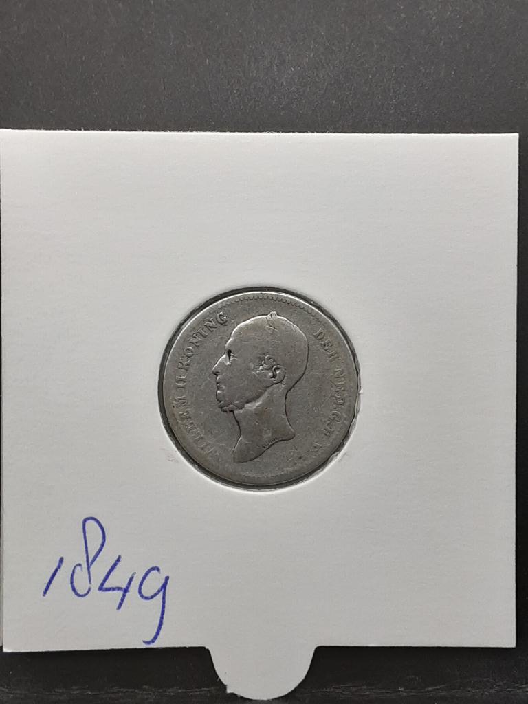 25 cent 1849 Koning Willem II, Zilver, 25 cent, Ophalen of Verzenden, Losse munt