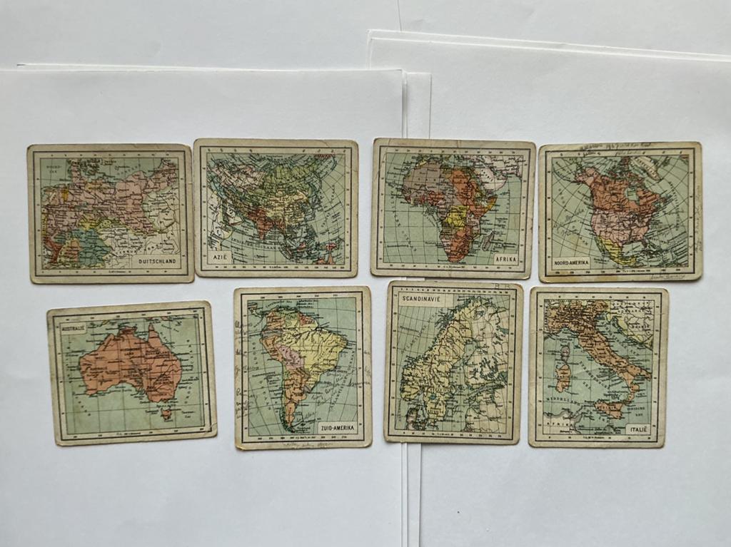 Reclame kaartjes cacao van Houten, Ophalen of Verzenden, Zo goed als nieuw, 1800 tot 2000, Landkaart