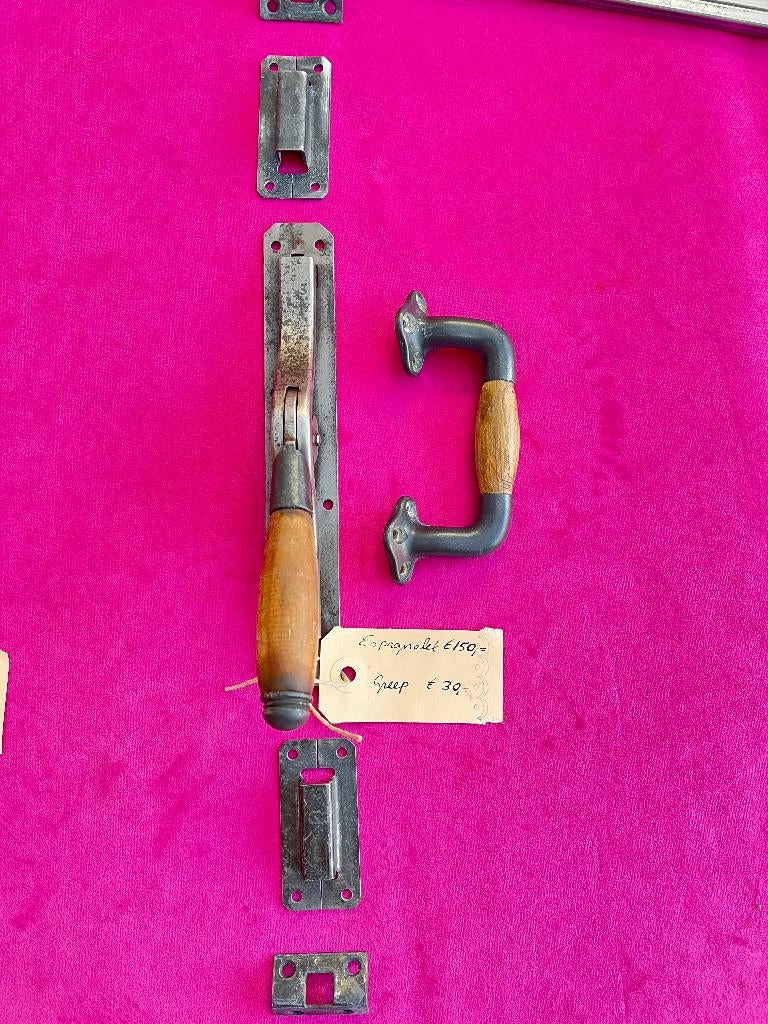 Metallco pomp espagnoletten / espagnolet houten handvat, Gebruikt, Ophalen of Verzenden, Buitendeur, Metaal
