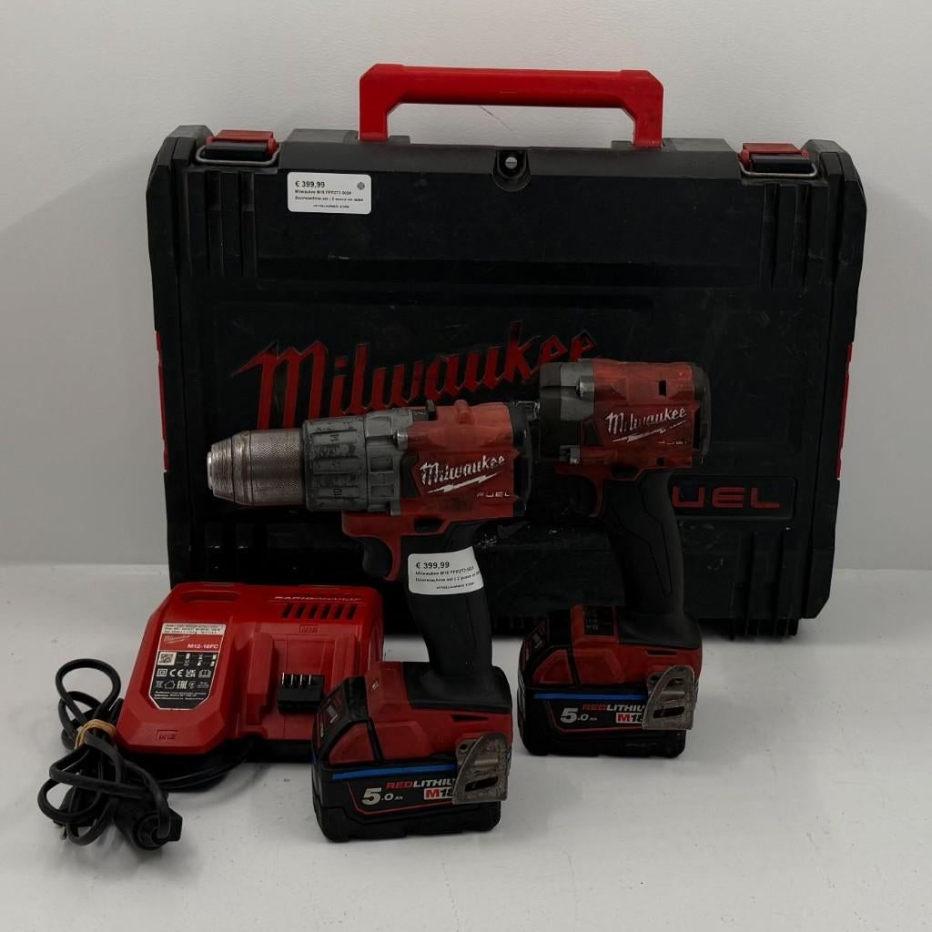 Milwaukee M18 FPP2T2-502X Boormachine set | 2 accus en lader, Boormachine, Dordrecht@usedproducts.nl, Toulonselaan 72, Ophalen of Verzenden