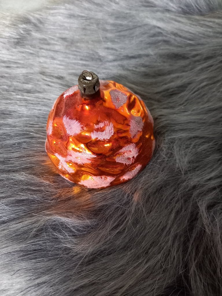 Oude Glazen Kerstbal Rood / Oranje, Gebruikt, -, -, Ophalen of Verzenden