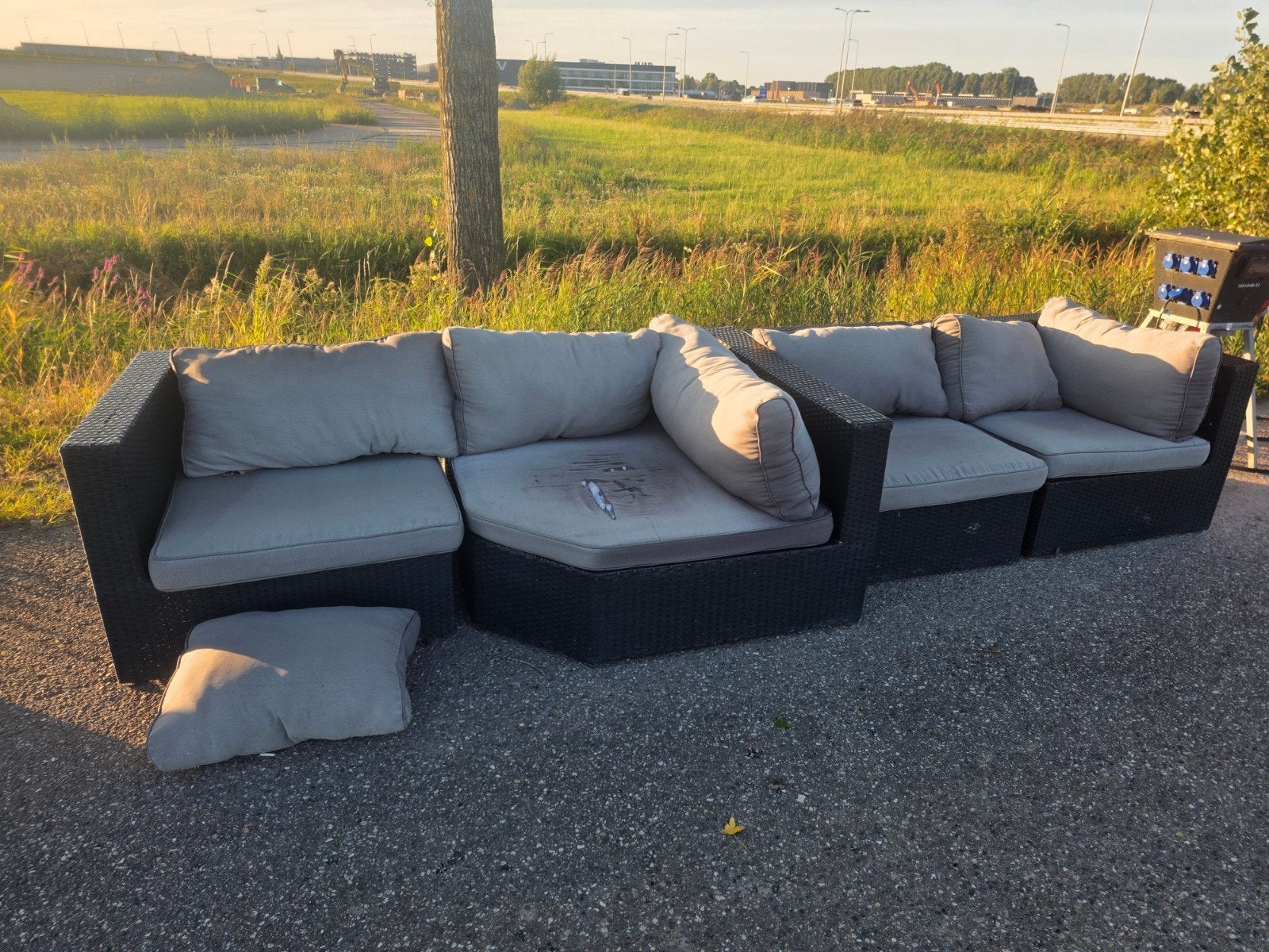 Gebruikte Wicker Loungeset met Kussens, Tuin en Terras, Tuinsets en Loungesets, Ophalen, Gebruikt, Meer dan 8 zitplaatsen, Loungeset
