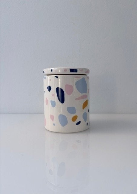 Keramieken voorraadpot met terrazzo dessin, Overige merken, Keramiek, Overige typen, Ophalen of Verzenden