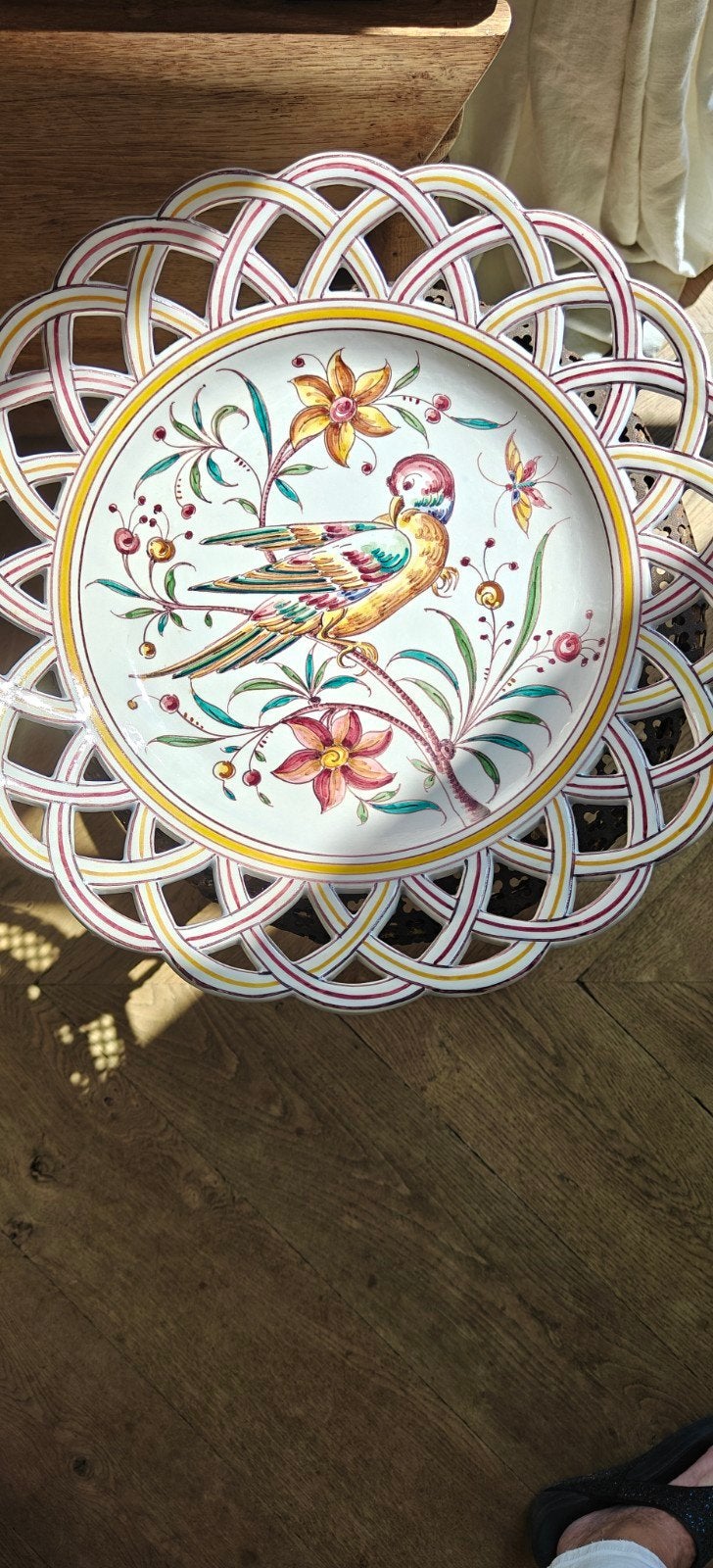 Handbeschilderd Portugees decoratief bord met vogelmotief, Ophalen of Verzenden