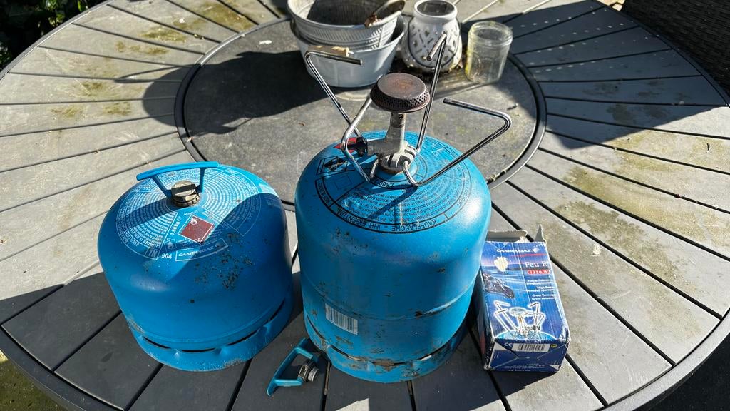 Campingaz gasflessen 904 & 907 met brander, Ophalen of Verzenden, Gebruikt
