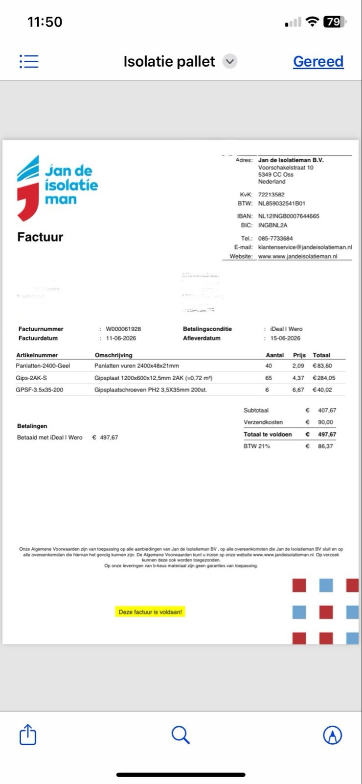 Ongebruikt isolatiepakket: Panlatten, gipsplaten, schroeven, Overige materialen, Nieuw, 15 m² of meer, Muurisolatie