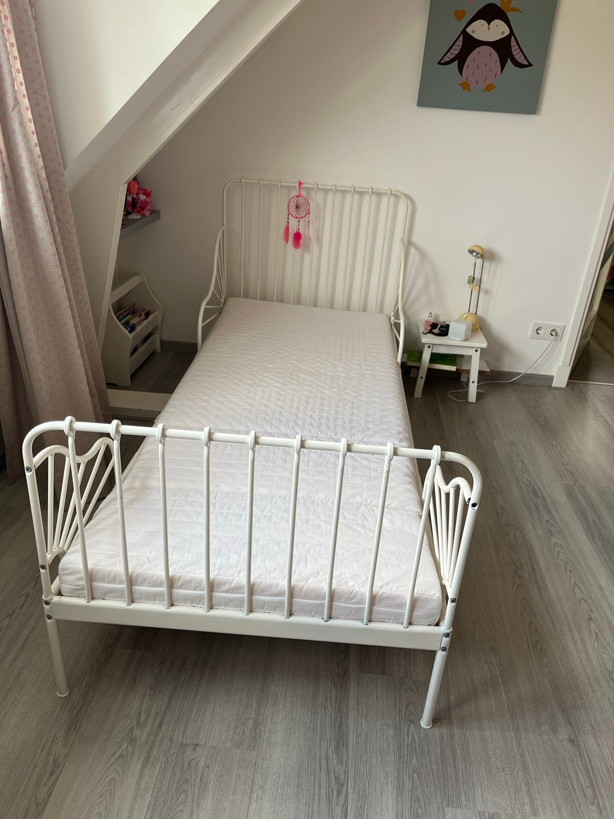 IKEA meegroeibed  80x200 cm wit metaal, Ophalen, Eenpersoons, Wit, 80 cm