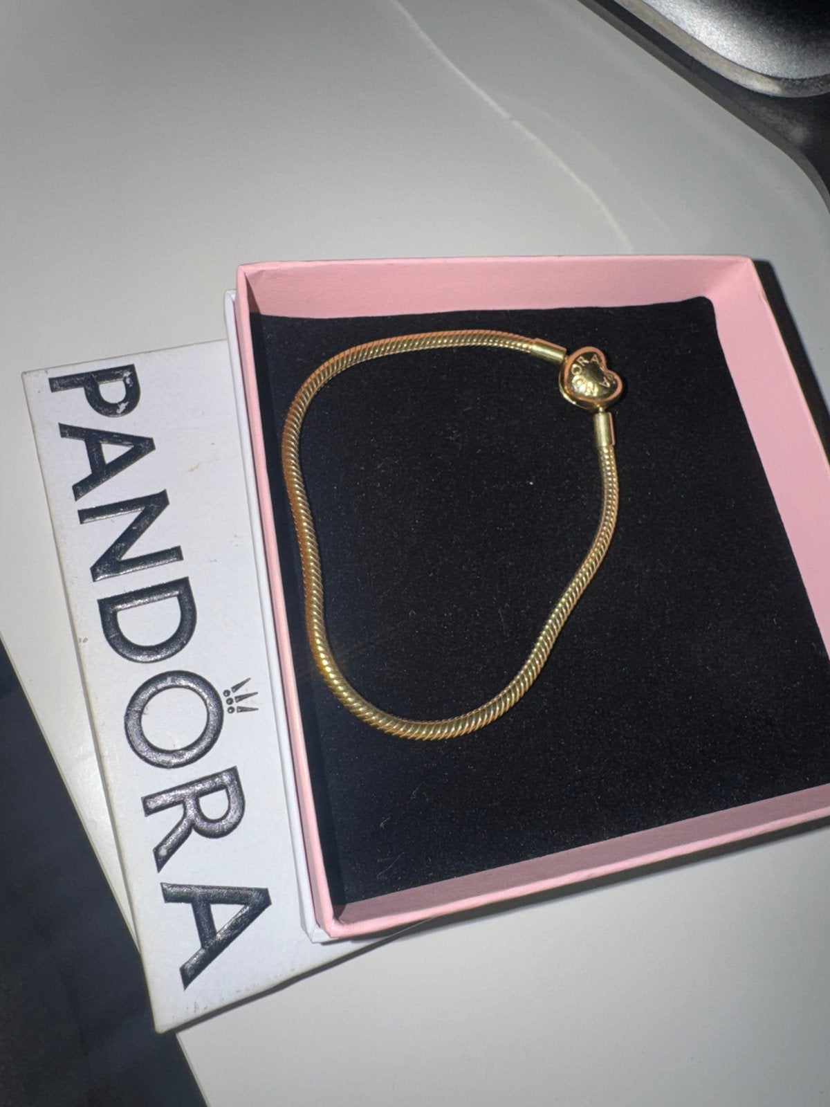 Pandora armband verguld 20 cm, Ophalen, Zo goed als nieuw, Zilver