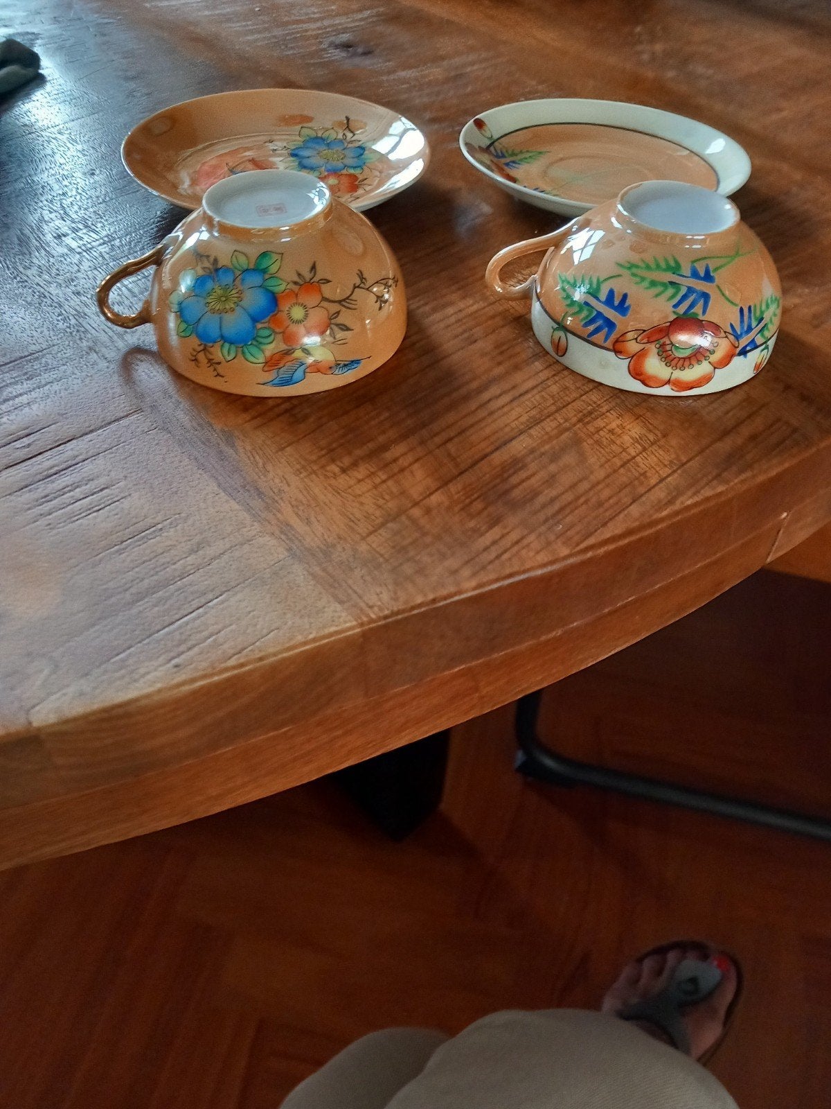 Set van 2 Vintage Japanse Theekopjes met Schotels, Ophalen of Verzenden