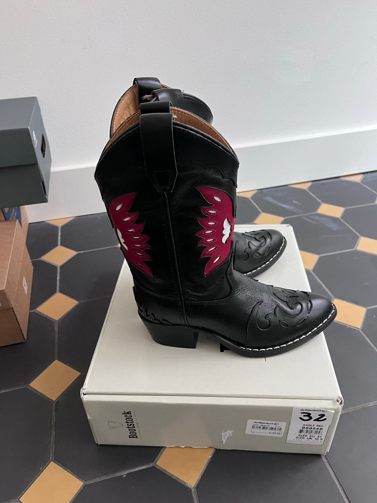 Bootstock cowboy laarzen zwart/rood, nieuw, maat 32, Ophalen of Verzenden, Nieuw, Jongen of Meisje, Laarzen