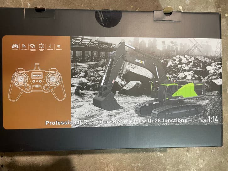 RC Graafmachine en Kiepwagen Set - Huina, Hobby en Vrije tijd, Modelbouw | Radiografisch | Auto's, Zo goed als nieuw, Auto offroad