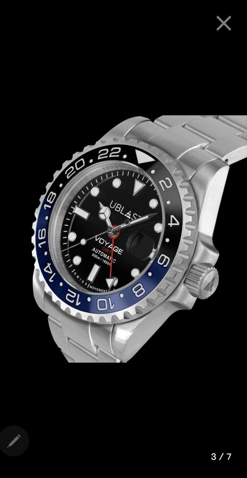UBLAST Voyage Pro Diver Automatisch Horloge, Ophalen of Verzenden, Staal, Overige merken