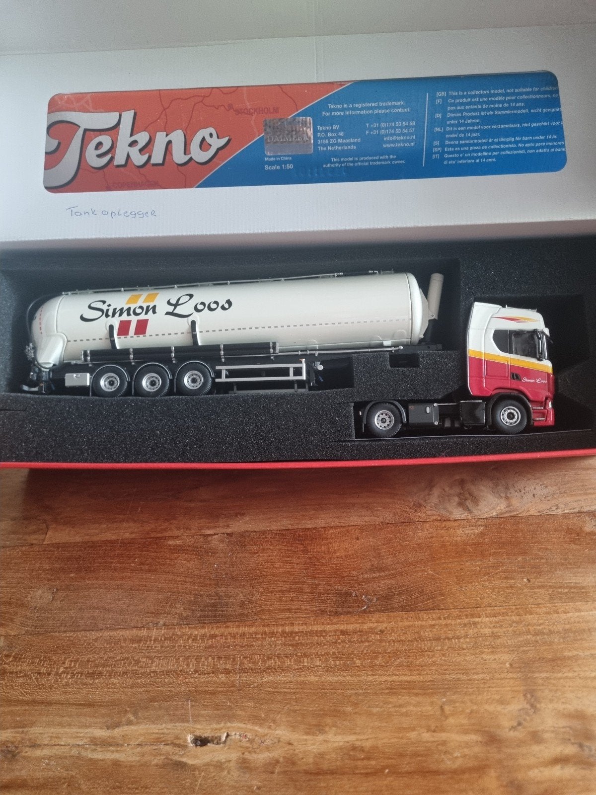 Tekno Scania S 450 Simon Loos Tankoplegger 1:50, Ophalen of Verzenden, Zo goed als nieuw, Overige merken