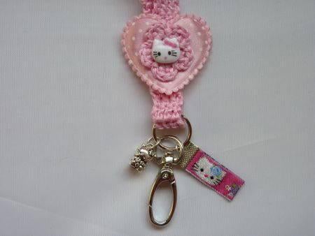 Gehaakt keycord Hello Kitty (lichtroze), Ophalen of Verzenden, Nieuw