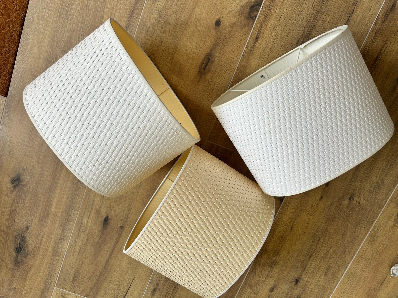 Set van 3 lampenkappen, wit en beige IKEA, Ophalen, 31 cm, Overige typen, Zo goed als nieuw