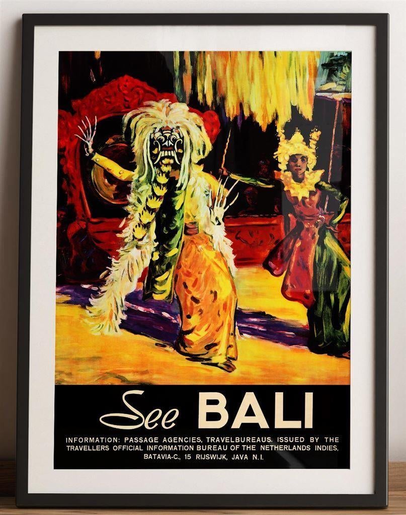 See Bali Reis Prachtige Retro Poster Indonesie, Verzenden, Nieuw, A1 t/m A3, Film en Tv