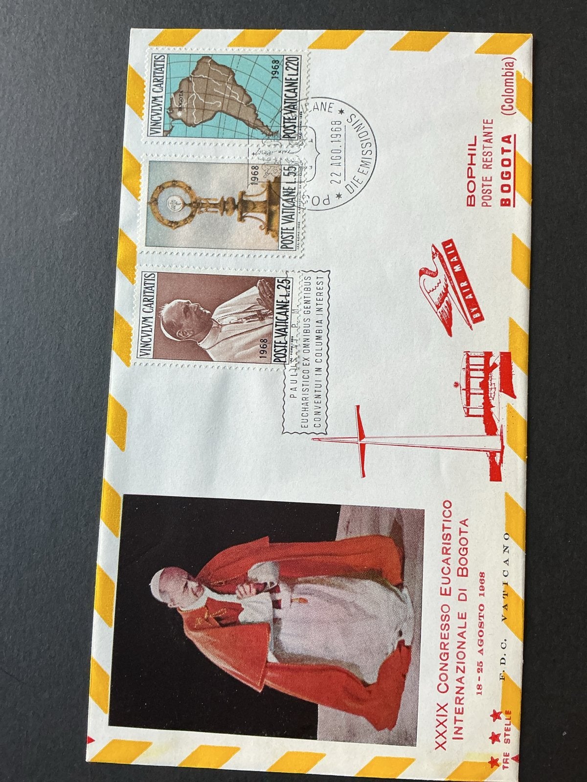 52. FDC XXXIX Eucharistisch Congres Bogota 1968, Verzenden, Onbeschreven, Rest van de wereld
