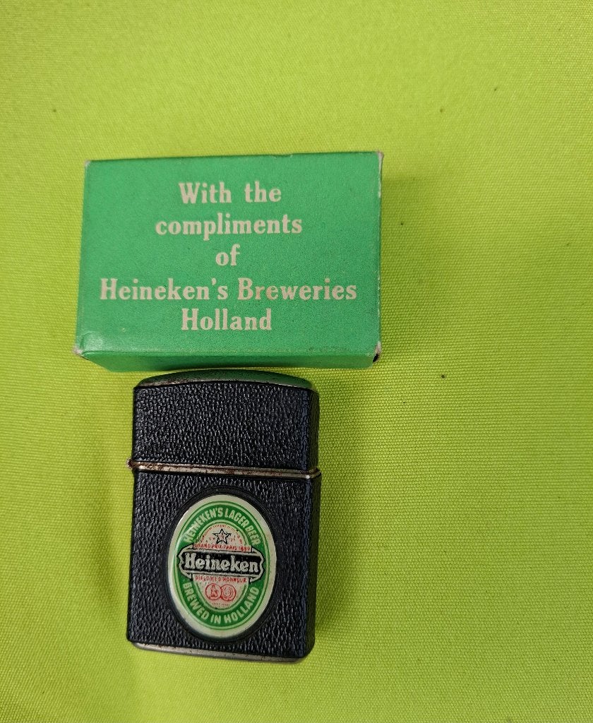 Heineken bier aansteker in doosje, Ophalen of Verzenden, Gebruikt, Overige typen, Heineken