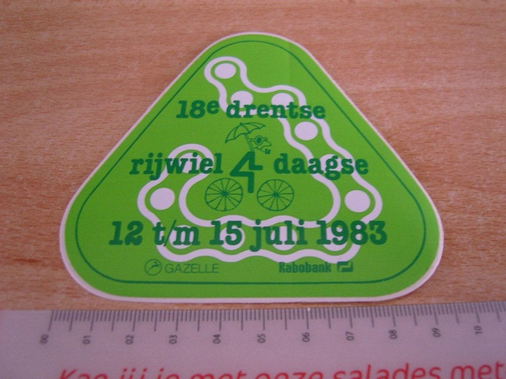 sticker 18e drentse rijwiel4 daagse 1983 Gazelle Rabobank *, Ophalen of Verzenden, Zo goed als nieuw