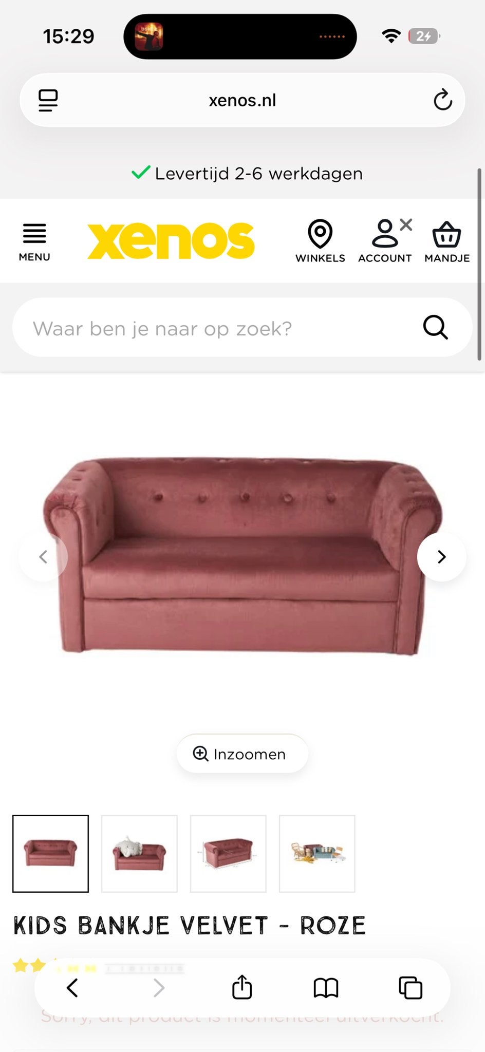 Roze velvet kinderbankje Xenos, Kinderen en Baby's, Ophalen of Verzenden, Gebruikt, Stoel