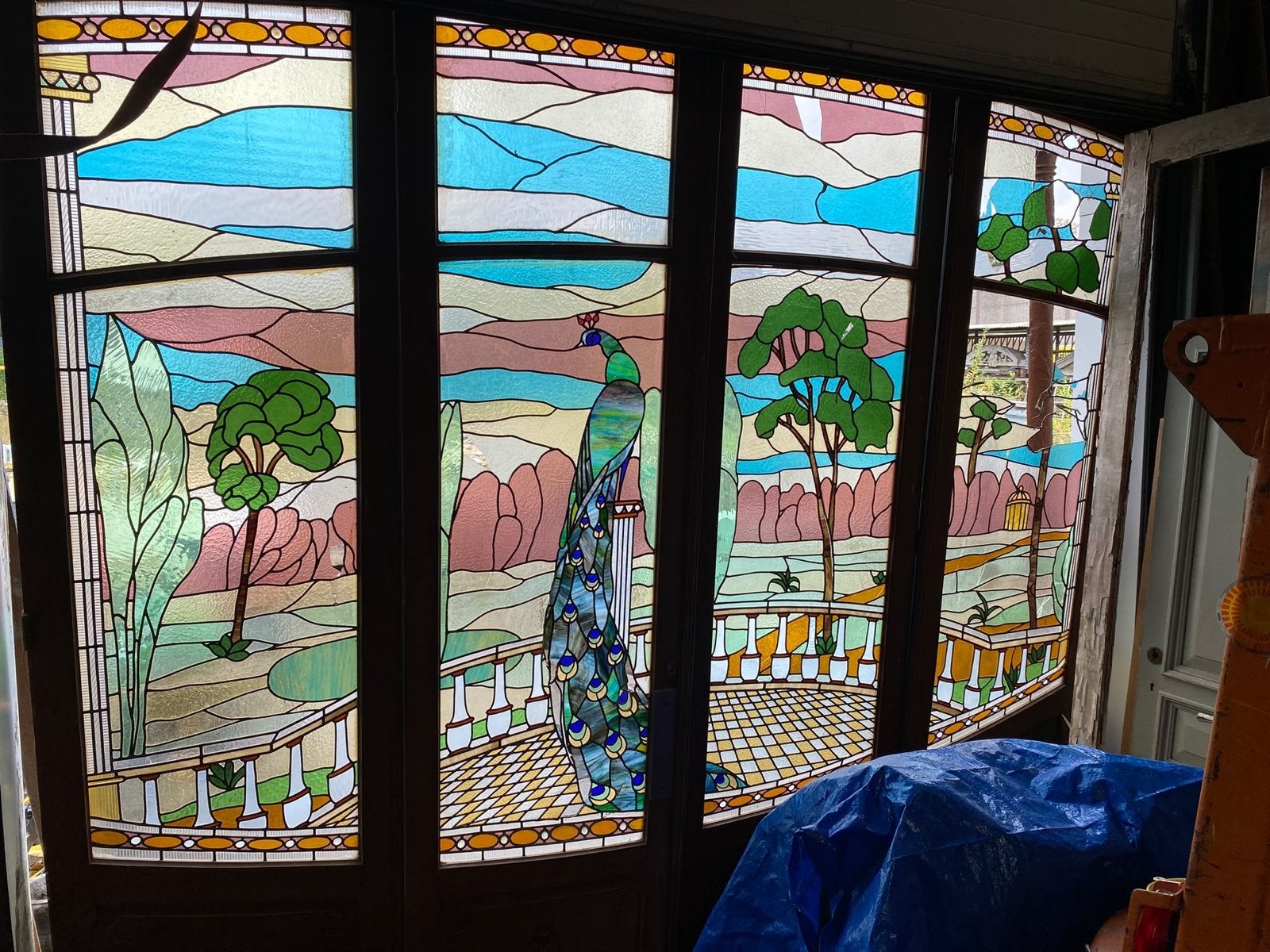 Glas in lood art nouveau, Ophalen, Glas, Binnendeur, Minder dan 200 cm