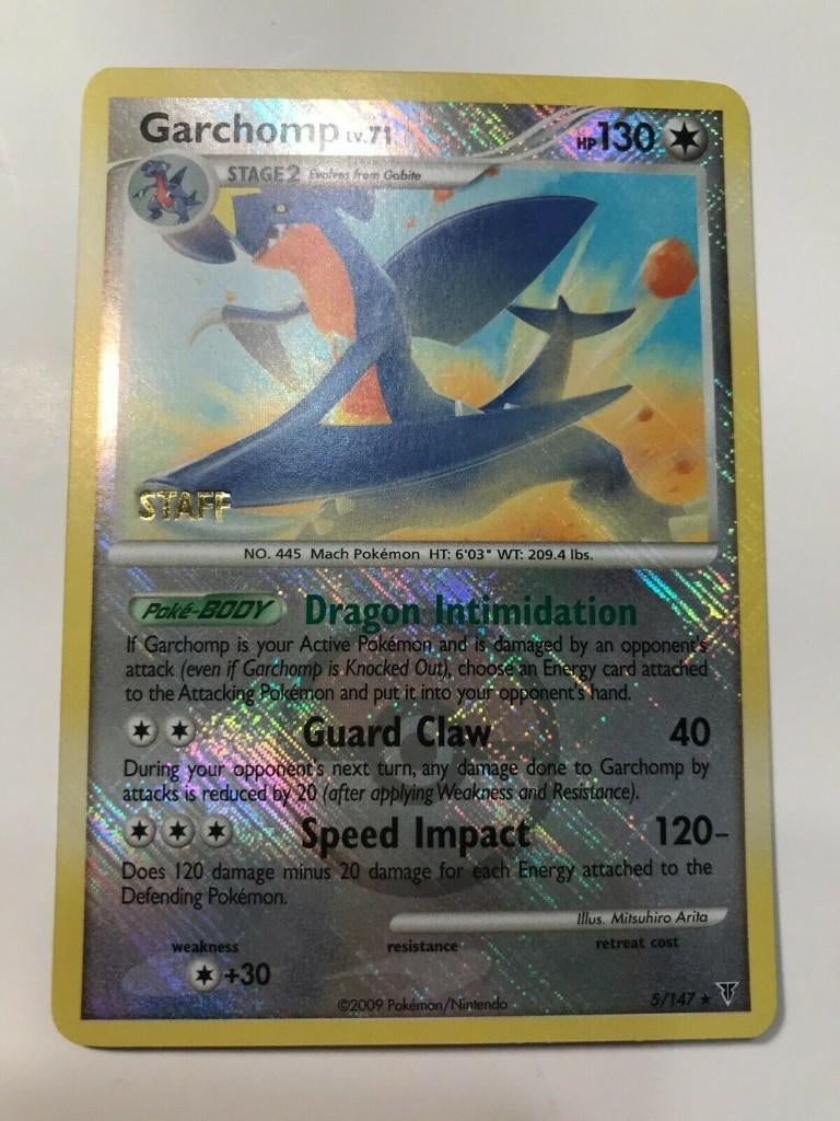 Pokemon national supreme victors garchomp holo staff, Ophalen of Verzenden, Zo goed als nieuw, Losse kaart, Foil