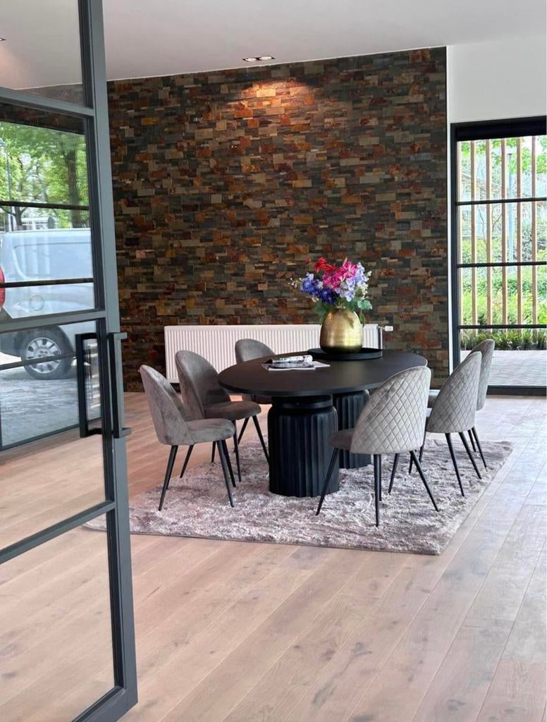 Ovalen eettafel met zwartblad, Ophalen, Gebruikt