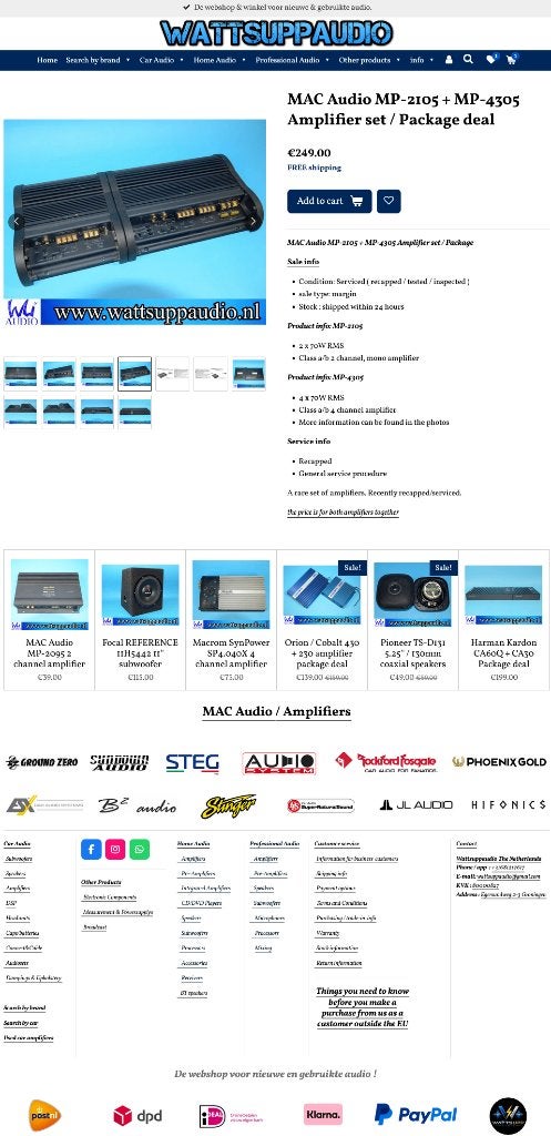 MAC Audio MP-2105 + MP-4305 versterker set / Package Deal, Gebruikt, ., Ophalen of Verzenden, .