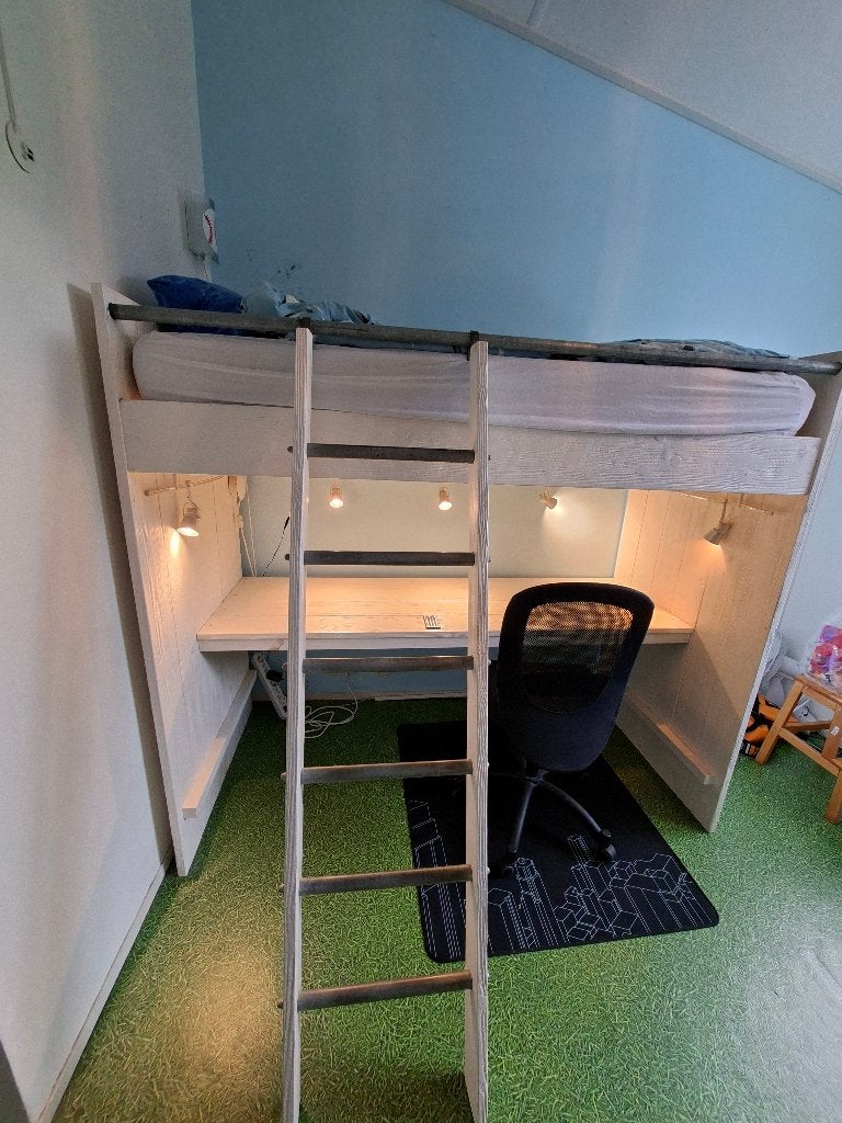 hoogslaper steigerhout look wit zware degelijke kwaliteit, Ophalen, Gebruikt, Eenpersoons, 200 cm