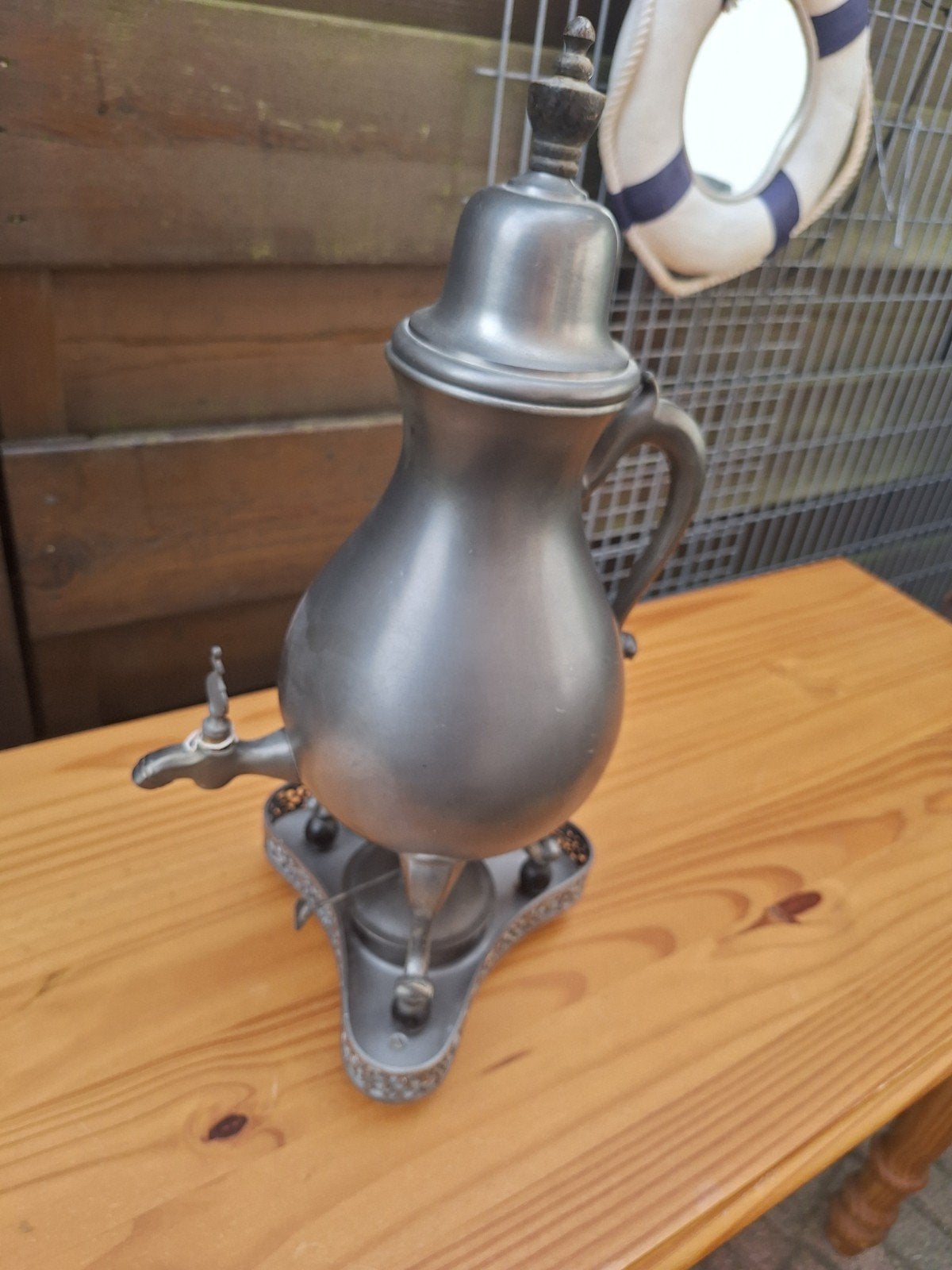 Antieke tinnen kraantjeskan met brander, C.k.. Tiel Holland, Antiek en Kunst, Ophalen of Verzenden