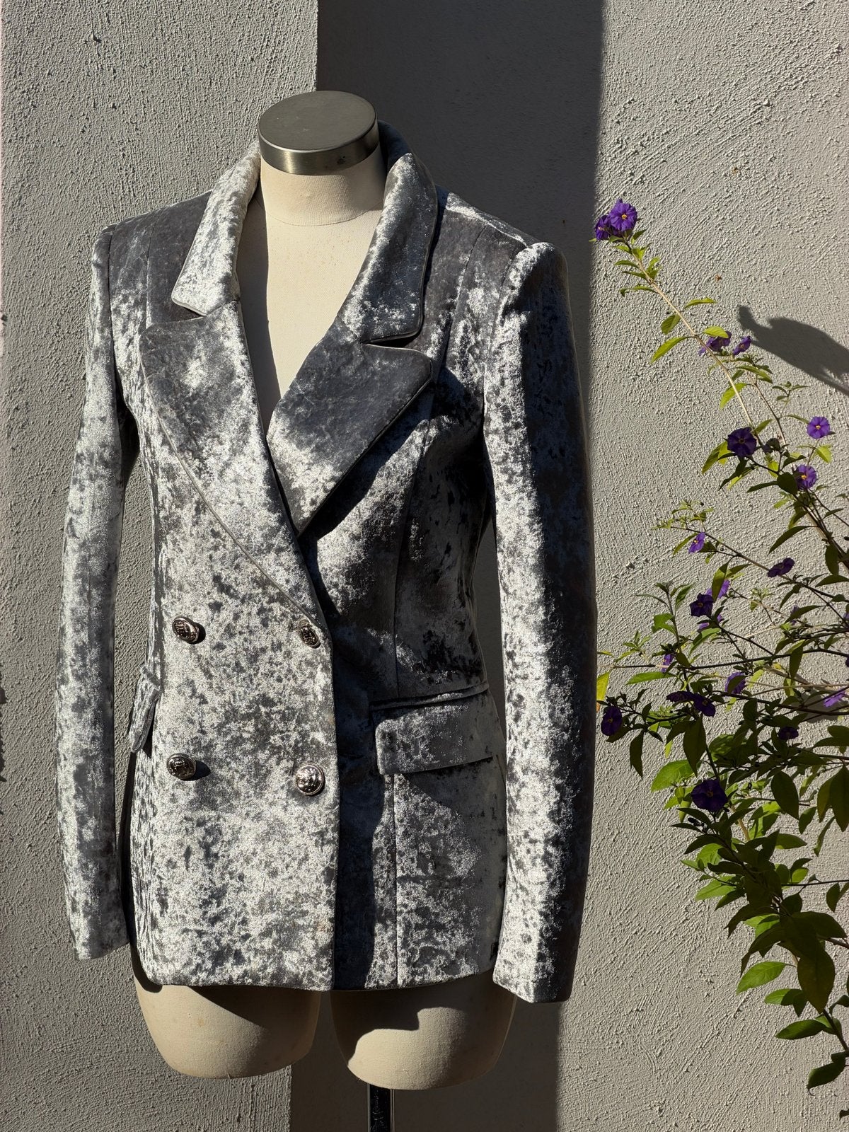 Josh V Manon Grey fluwelen blazer maat M, Kleding | Dames, Maat 38/40 (M), Verzenden, Zo goed als nieuw, Jasje