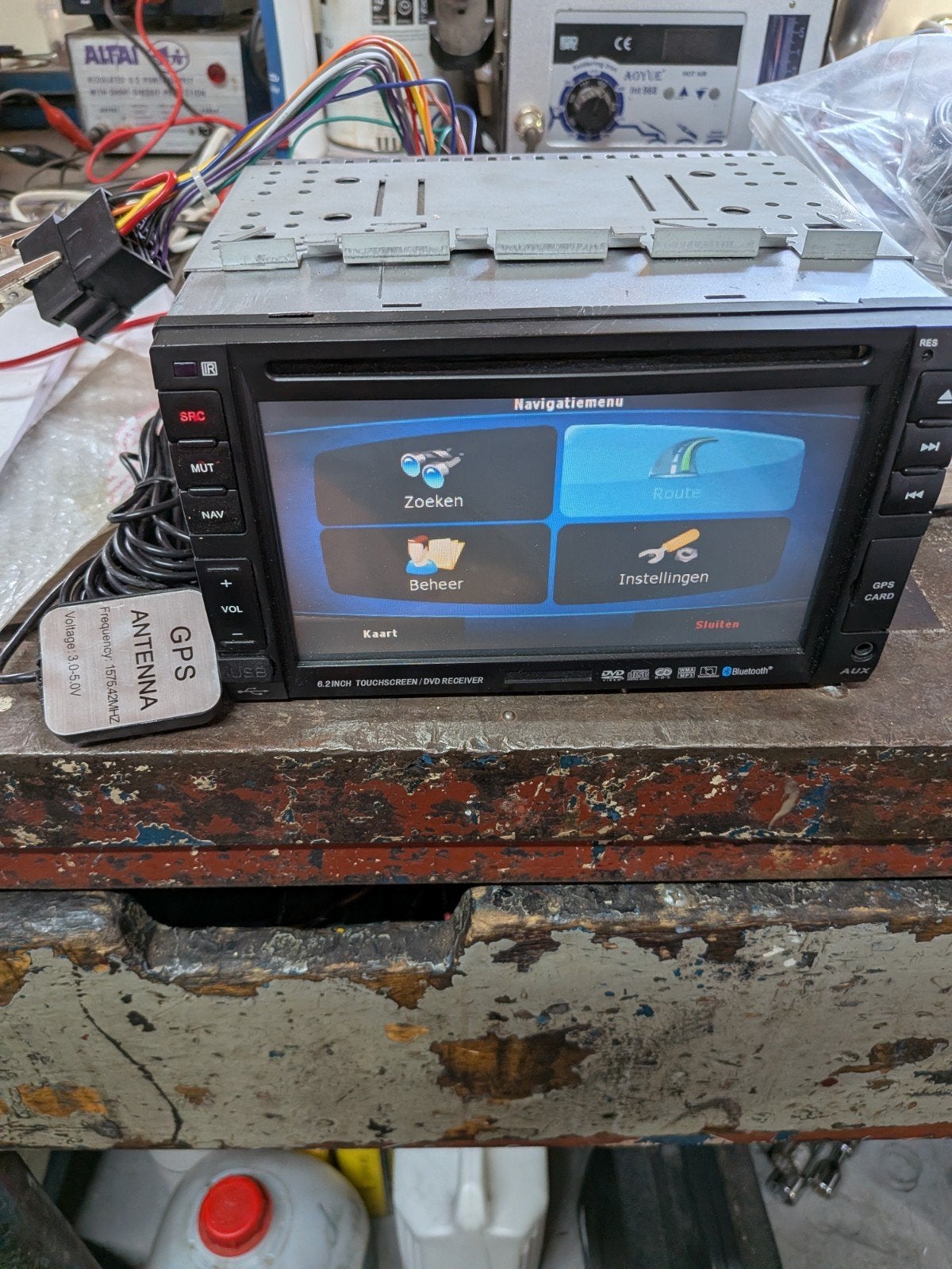 Dubbele DIN Radio met Navigatie, Bluetooth en DVD, Ophalen of Verzenden