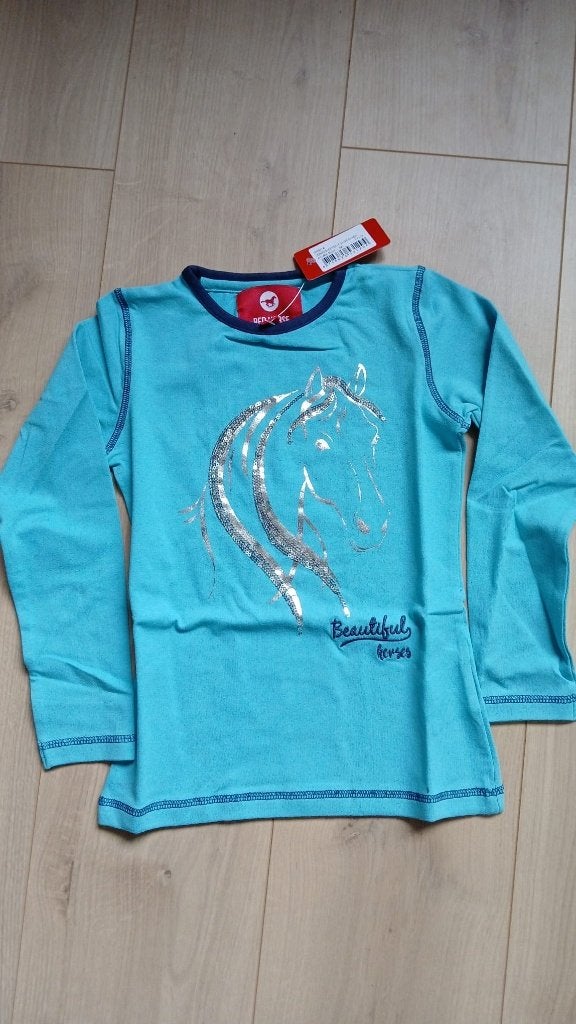 Azure blue Red Horse Flash shirt maat 104 116 128 en 140, Dieren en Toebehoren, Paardrijkleding, Sierdetails, Kinderen, Dressuur