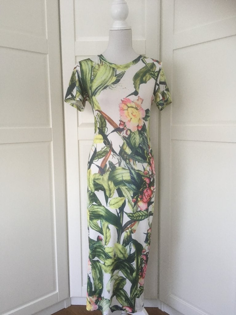 Vintage Dressing zgan botanische floral jurk, maat S/M, Kleding | Dames, Maat 38/40 (M), Vintage Dressing, Wit, Ophalen of Verzenden