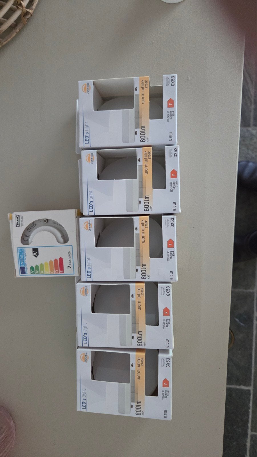 5x Dimbare LED GX53 Lampen Warm Wit 6.5W 600lm, Ophalen, Wit, Overige merken, Kunststof