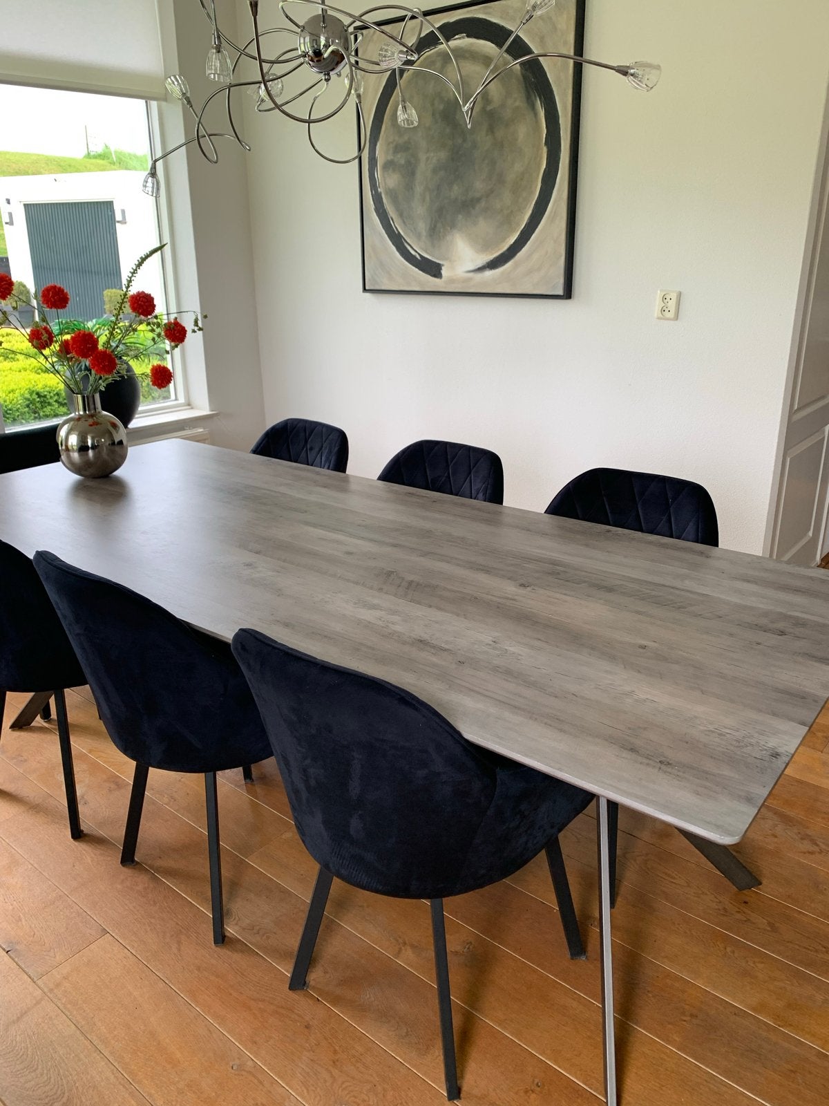 Pronto eettafel en metalen onderstel, Huis en Inrichting, Tafels | Eettafels, Ophalen of Verzenden, Gebruikt, Rechthoekig