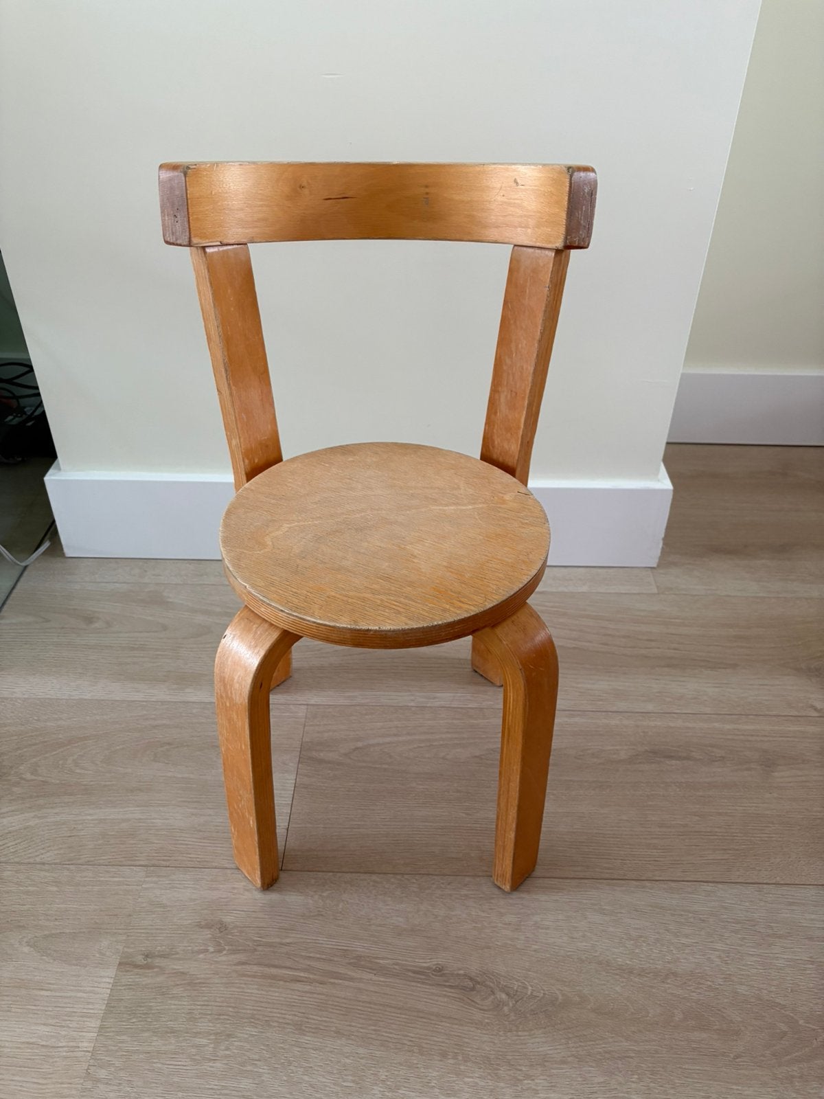 Vintage houten Artek Alvar Aalto stijl peuter stoeltje kind, Ophalen, Gebruikt, Stoel(en)