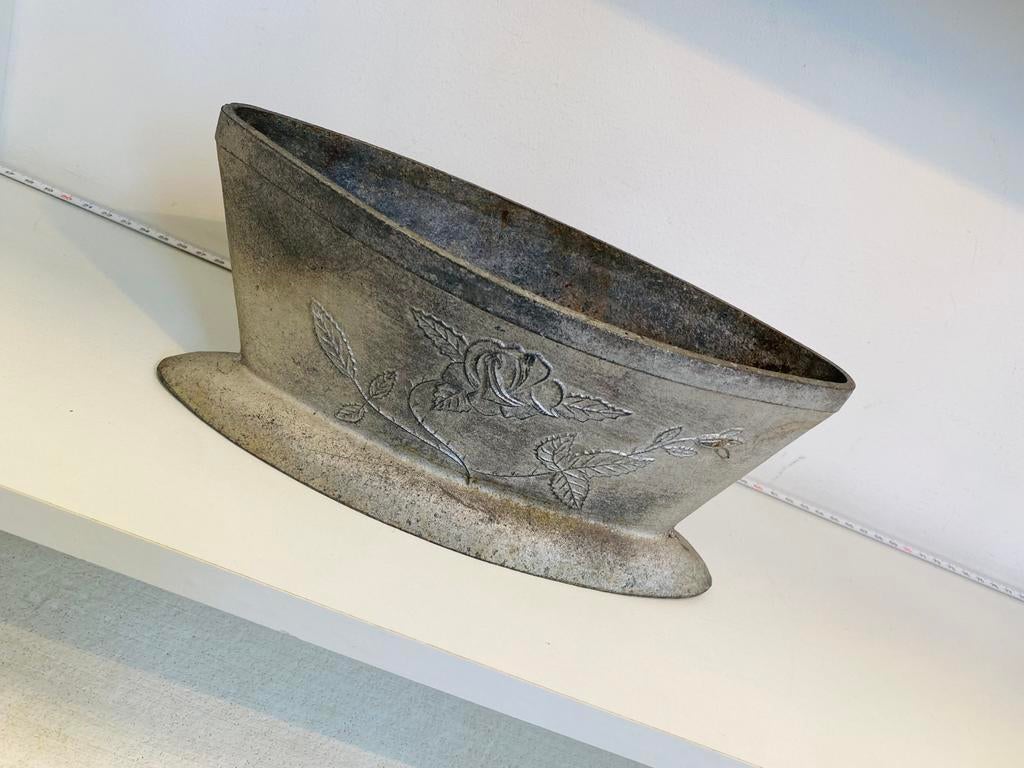 Vintage plantenbak met roosdecoratie, Ophalen of Verzenden