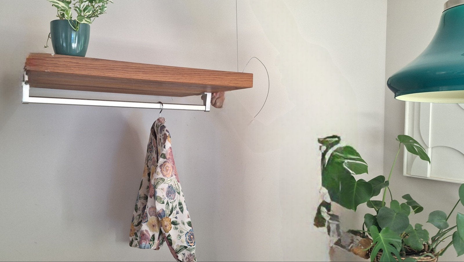 Stijlvolle kapstok, wand en plafond bevestiging eiken, Ophalen, Zo goed als nieuw