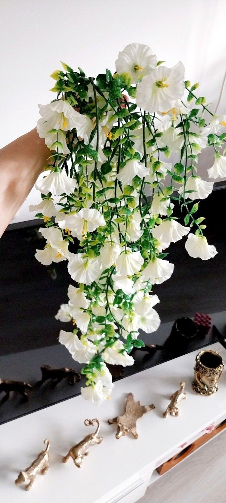 2 hangplanten- witte- 75cm, Ophalen of Verzenden, Kunststof, Overige typen