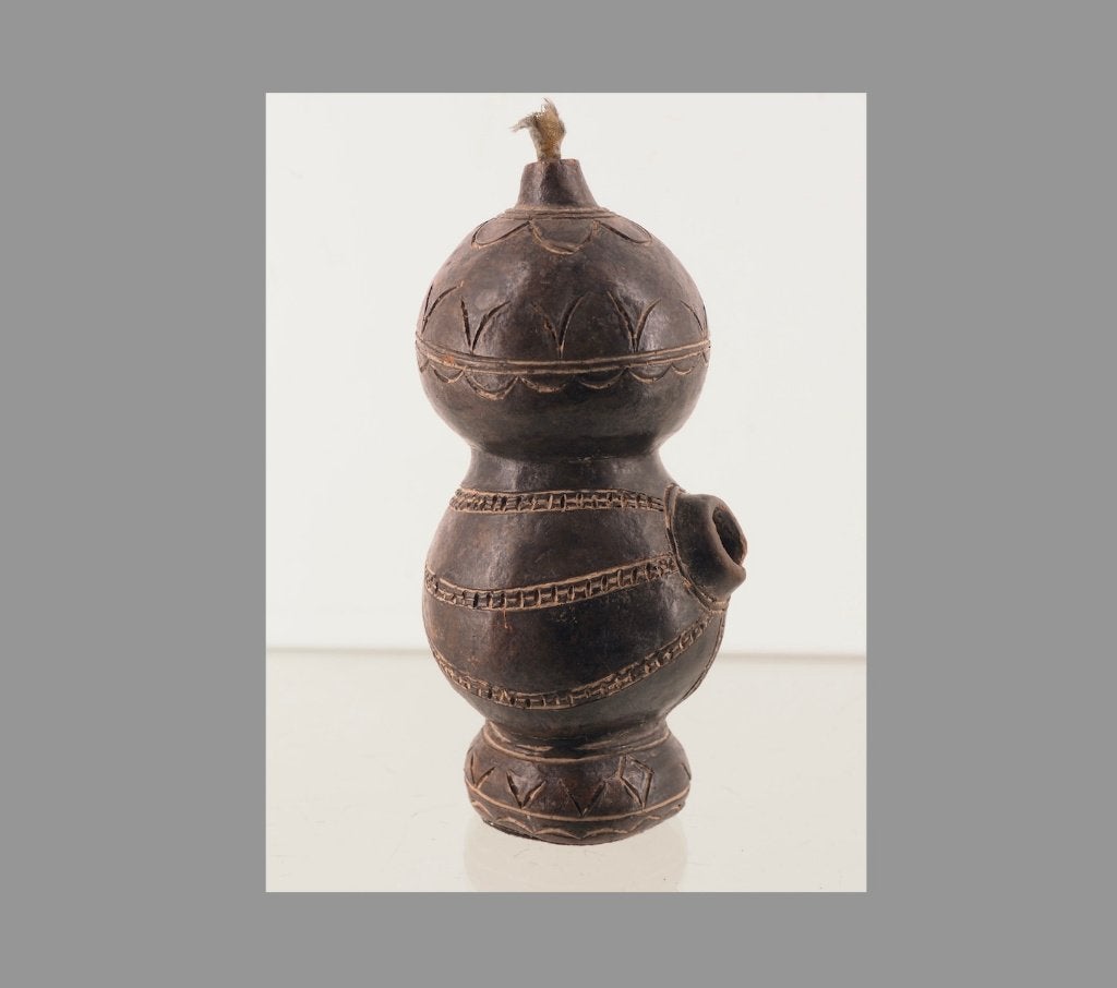 Tikar terracotta olielamp Kameroen Nr.1 (170730-04), Antiek en Kunst, Ophalen of Verzenden