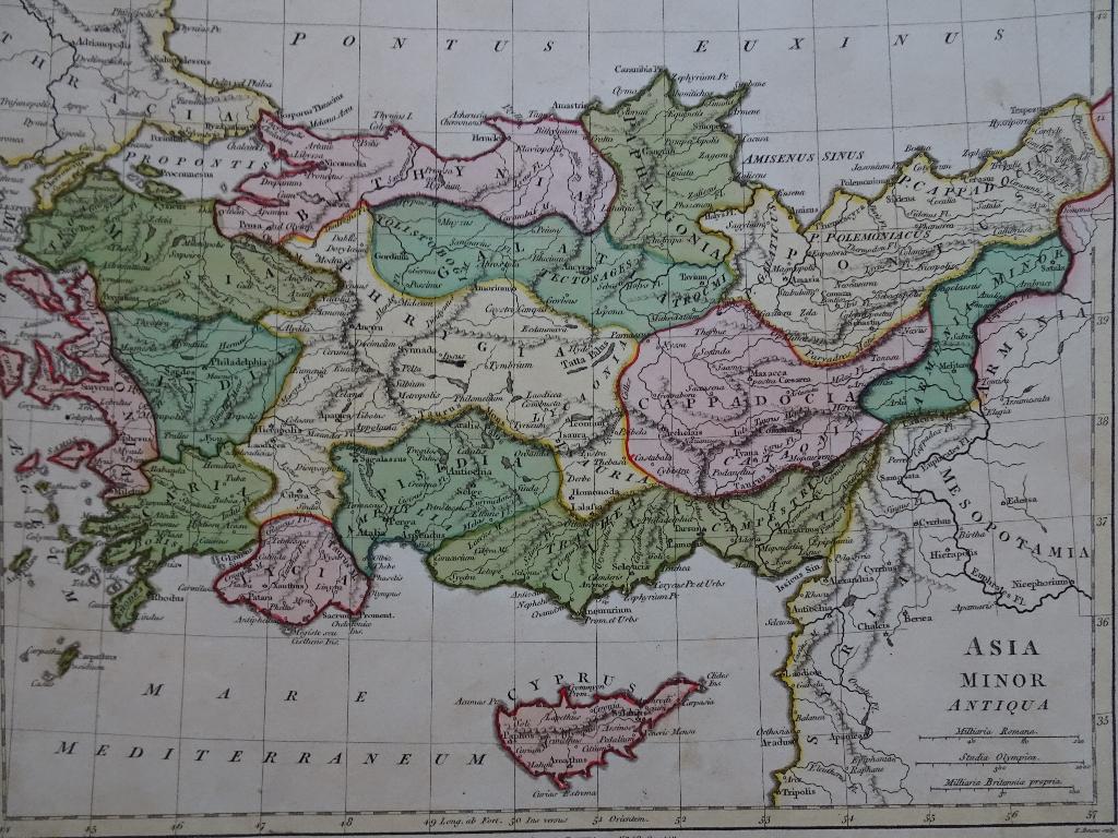 gravure kleur plattegrond Azie, E. Bourne, 1796, Gelezen, Overige gebieden, Verzenden, Voor 1800