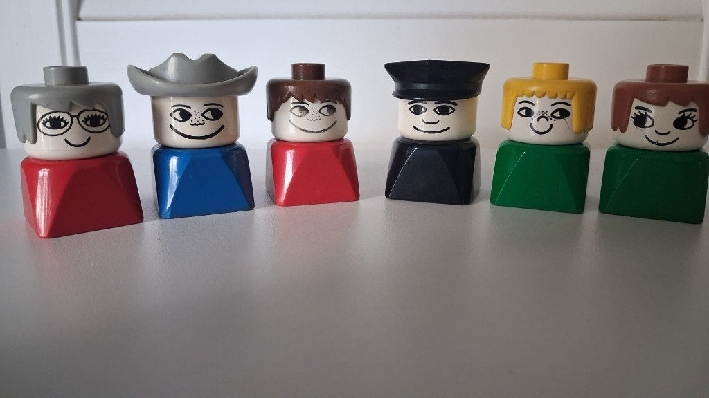Vintage 6 Duplo poppetjes - jaren '70 - als nieuw!, Overige thema's, Ophalen of Verzenden, Zo goed als nieuw, Minifiguur