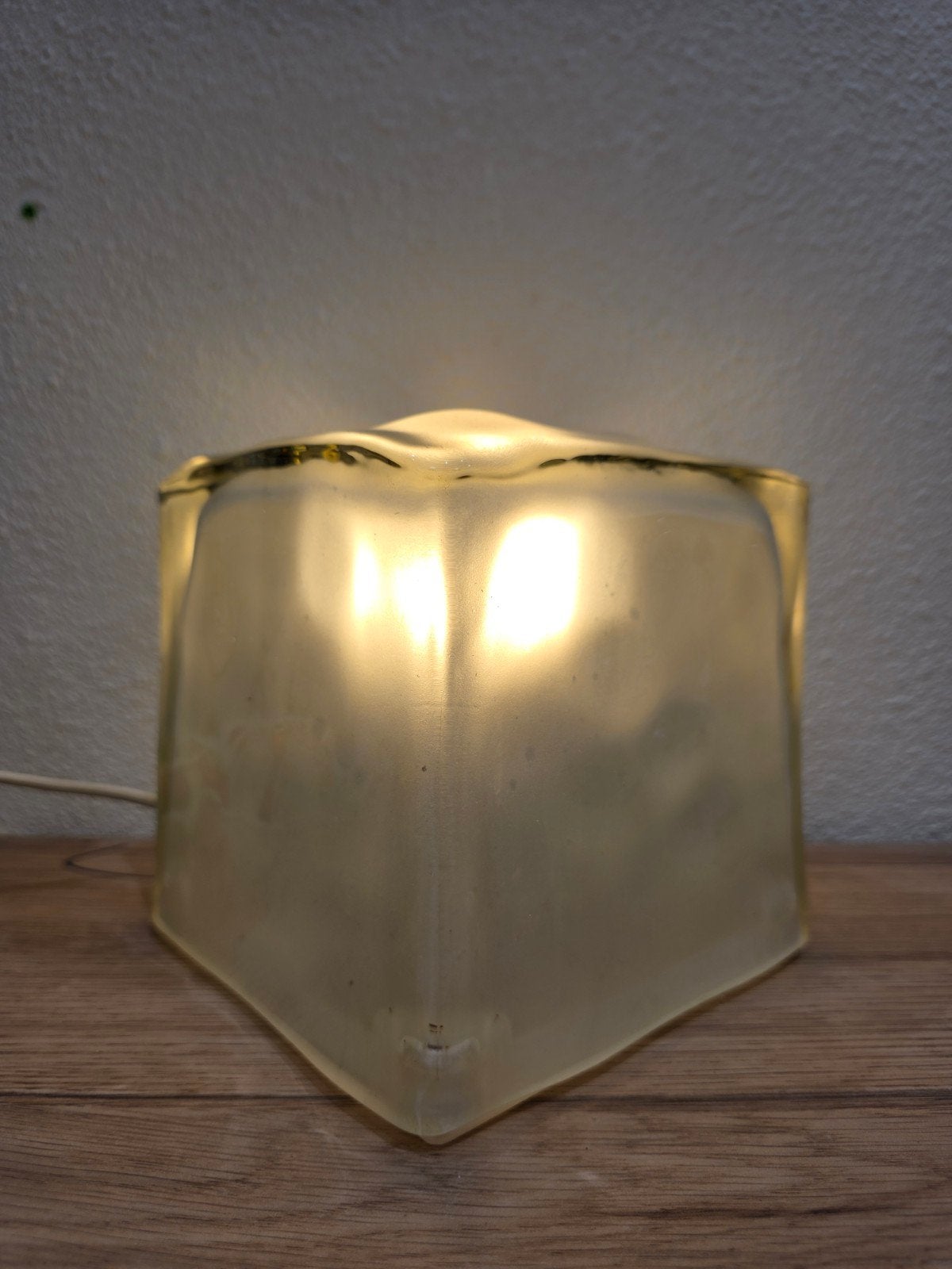 Ikea Iviken ijsblok tafellamp jaren 90 glazen lamp, Figuurlamp, Vintage, Ophalen of Verzenden, Met stekker