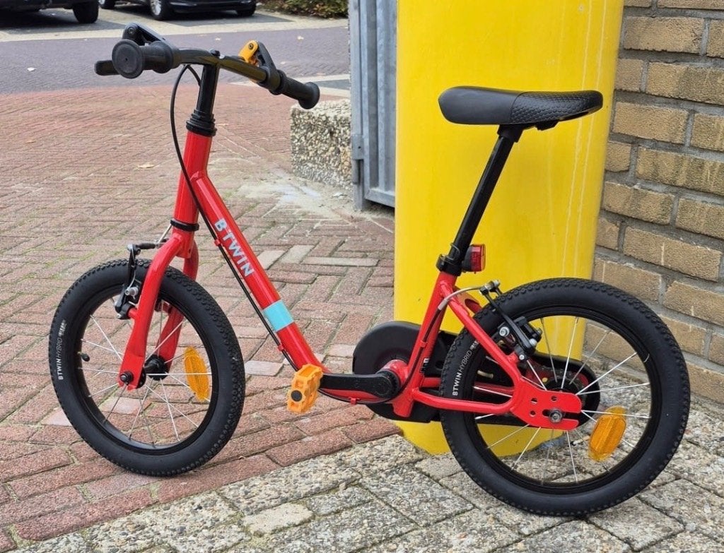 Decathlon B'Twin 14 inch meisjesfiets (2-in-1 Loop- & Fiets), Ophalen, B'Twin, Schijfrem, Minder dan 16 inch