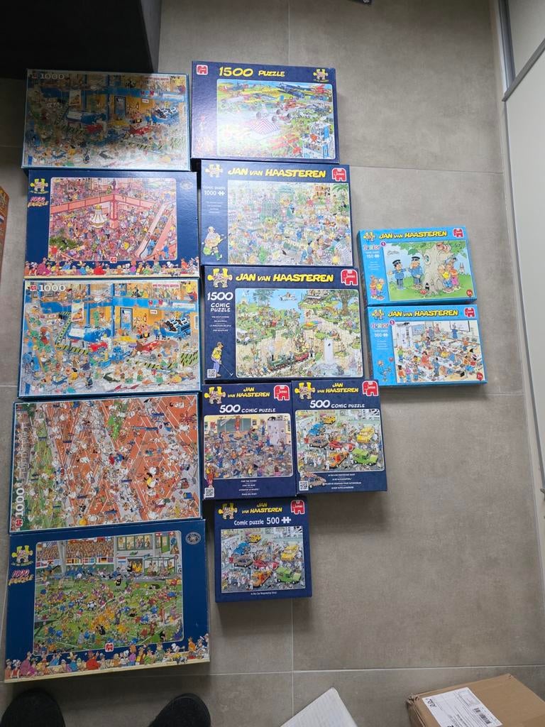 Grote collectie Jan van Haasteren puzzels, Ophalen of Verzenden, 500 t/m 1500 stukjes, Gebruikt, Legpuzzel