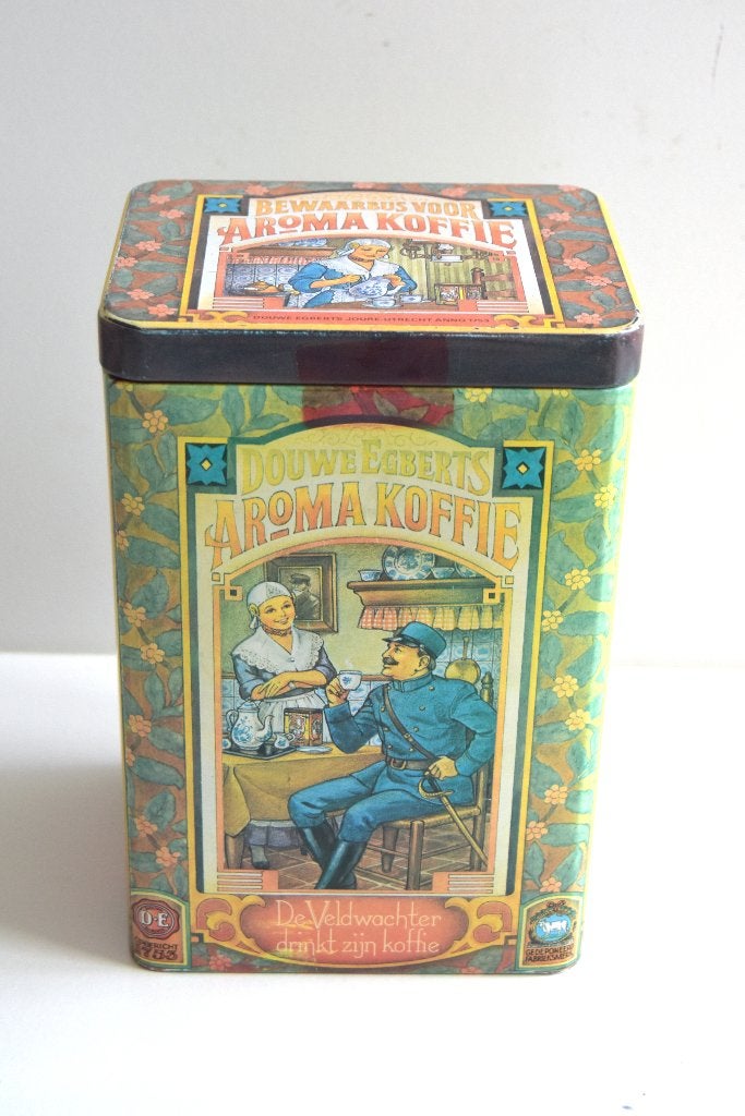 Vintage Douwe Egberts Aroma Koffie bewaarblik, 1976, Verzamelen, Blikken, Ophalen of Verzenden, Gebruikt, Koffie, Douwe Egberts